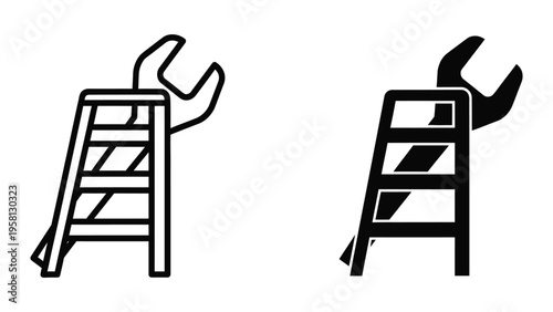 falling off ladder accident prevention flat design vector illustration