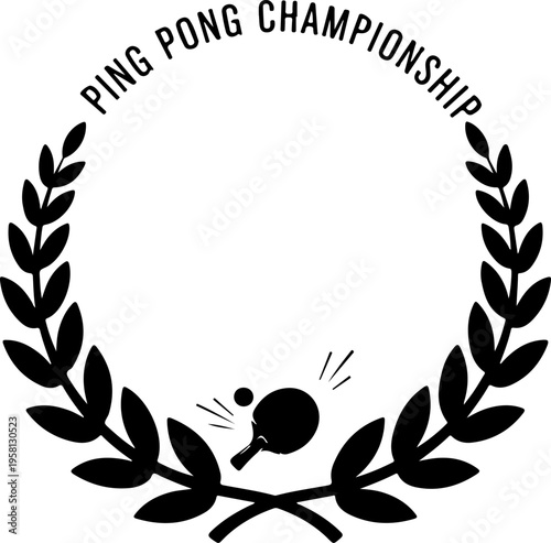 Black ping pong championship laurel wreath icon vector