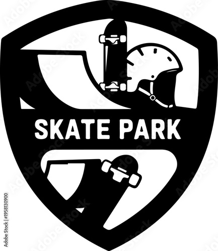 Black and white skate park logo vector