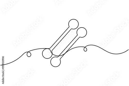 Pair of dumbbell icon continuous one line drawing on white background minimal hand weights symbol outline vector illustration