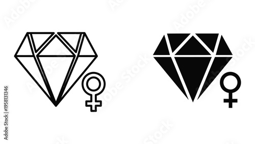 gender equality symbols with geometric diamond shapes vector illustration