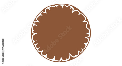 Brown circle with wavy edge isolated on white background