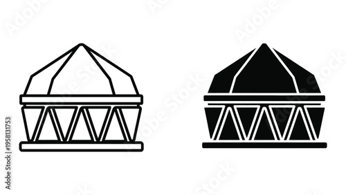 two modern suspension bridges flat design vector illustration