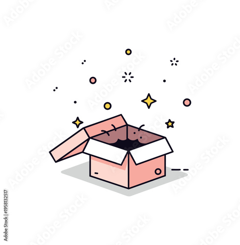 Inner emptiness small open box with a subtle hollow space inside and minimal decorative elements fading outward, symbolizing absence and longing. A restrained