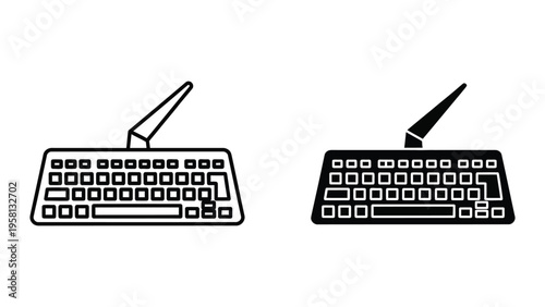 computer keyboard switching from white to black flat design vector illustration