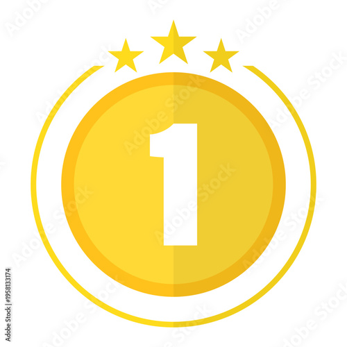 Gold medal icon. Number one Vector. Professional winner symbol. Successful number 1. Manual vector only. No autotrace used.