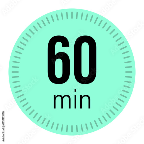 Sixty minute timer. Green circle Vector. Professional sixty tool. Sixty 60 minutes. Manual vector only. No autotrace used.
