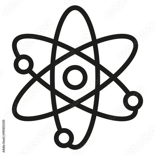 Science atom icon. Physics molecule Vector. Nuclear power symbol. Circular energy element. Manual vector only. No autotrace used.