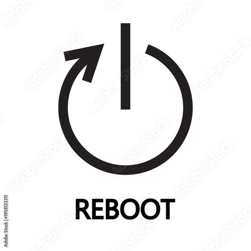 System reboot Vector. Computer restart icon. Reboot text symbol. Update process element. Manual vector only. No autotrace used.