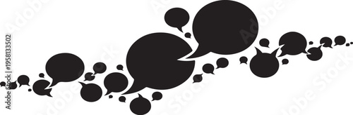 Black speech bubbles on white background for communication concept