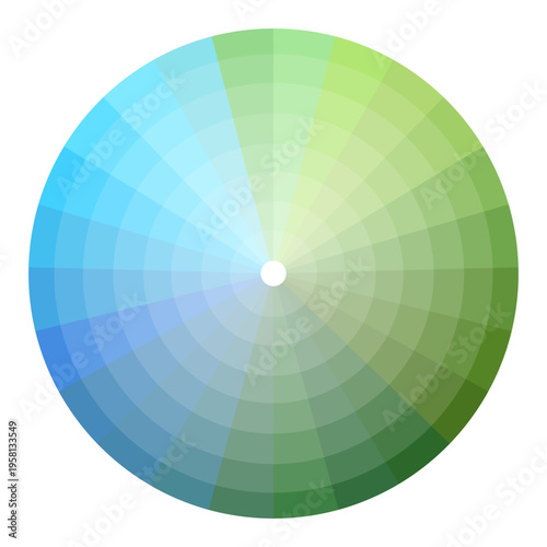 Professionalized colored wheels. Circularity palettes Vector. Graduated spectrums charts. Comprehensive gradients guidebook.
