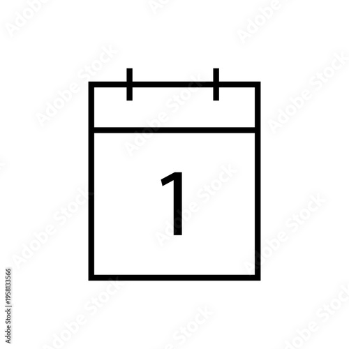 Monthly calendar Vector. Number one detail. Schedule date icon. Event time symbol. Manual vector only. No autotrace used.
