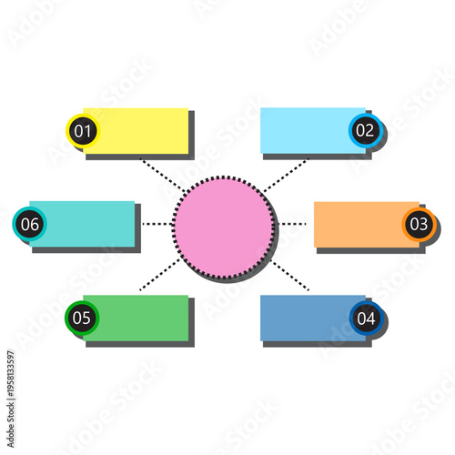 Step infographic set. Colorful scheme Vector. Process flow chart. Data boxes layout. Manual vector only. No autotrace used.