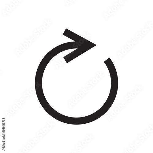Refresh icon arrow. Update Vector symbol. Reload circle shape. Simple black detail. Manual vector only. No autotrace used.
