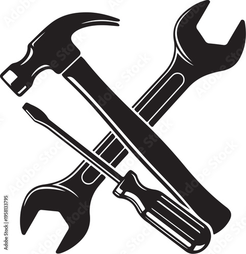 Tools of the trade hammer wrench screwdriver illustration