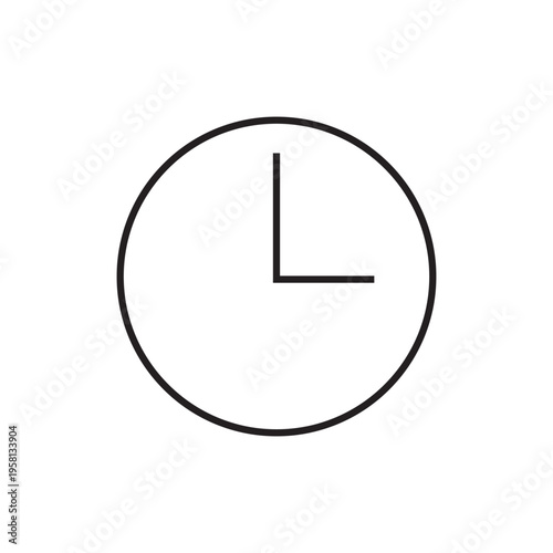 Clock time icon. Round Vector symbol. Watch face sign. Simple three 3 hour. Manual vector only. No autotrace used.