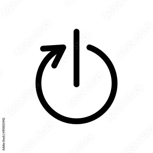 Restart power icon. Update arrow symbol. Reset Vector sign. Circle system emblem. Manual vector only. No autotrace used.