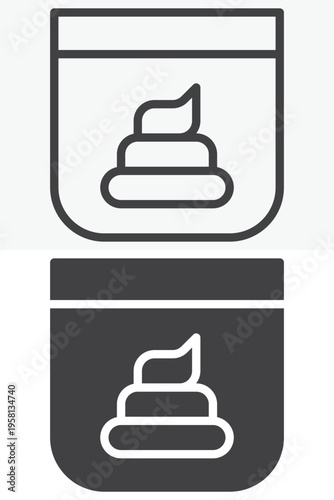 Pet poop bag dispenser icon in line and solid style. Outline and solid vector icon, editable stroke sign and symbol. Poop bag icon for cleaning.