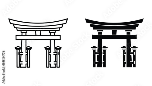japanese torii gate traditional entrance flat design vector illustration