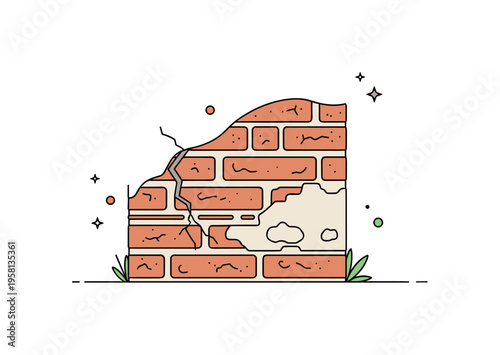 Old brick texture aging wall with slightly uneven bricks and small cracks while faded paint patches hint at years of exposure to sun and weather. Subtle urban