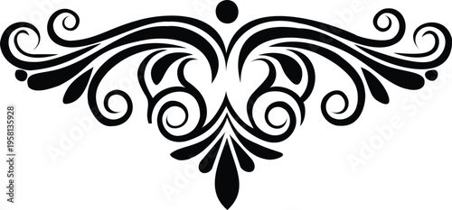 Unique white background teardrop and patterns swirling shapes floral black on with a design Intricate visual