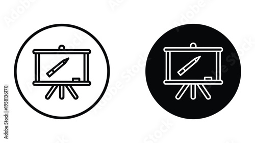 easel with blank canvas vector illustration in circular flat design