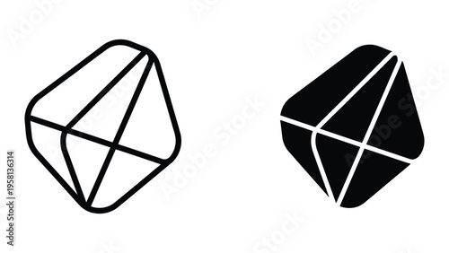 3d geometric diamond and tetrahedron shapes flat design vector illustration