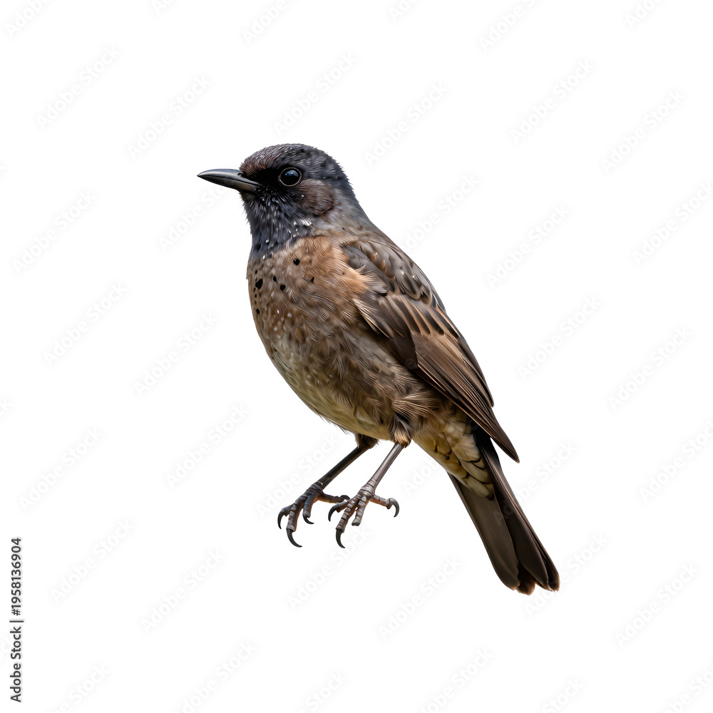 Obraz premium Dunnock bird perched on a branch in detailed illustration against white backdrop