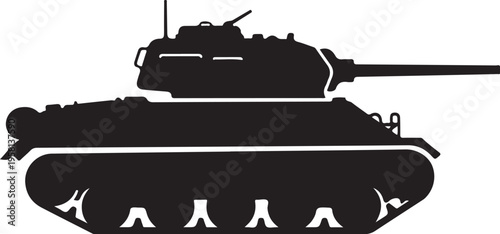 Black silhouette of a military tank vector