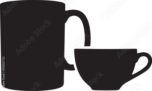 Black vector coffee cup and mug icons
