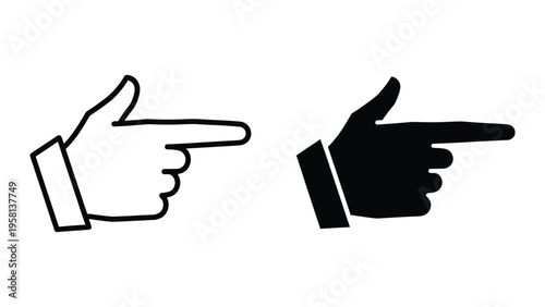 two hands pointing right direction flat design vector illustration