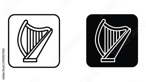 harps icon set flat design vector illustration isolated on square backgrounds