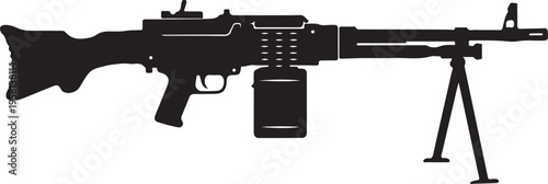 Vector black silhouette of a machine gun on a tripod