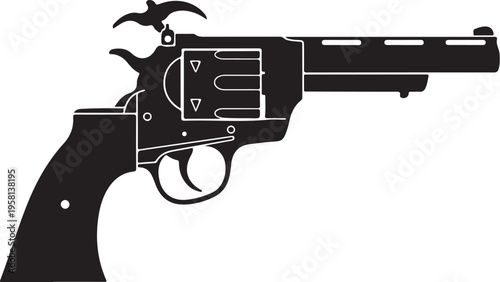 Vector black revolver pistol icon