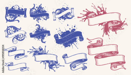 Swirls, Splash, vector drawing art graphic design illustration decorative scroll element ribbon divider template outline