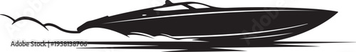 Black speedboat vector illustration
