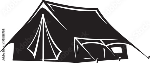 Vector illustration of a black camping tent