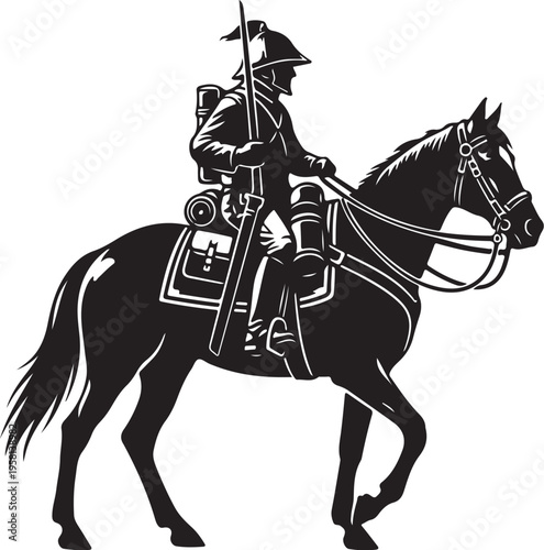 Vector illustration of medieval knight on horseback
