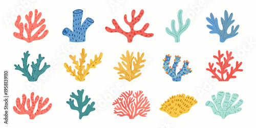 Colorful coral reef collection a vibrant underwater ecosystem illustration