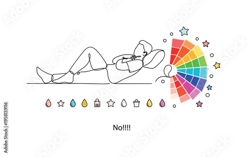 Relaxed Sleep Pose. Minimalistic one-line drawing person lying in relaxed posture with slight bend in knees and arms for natural comfort, continuous single