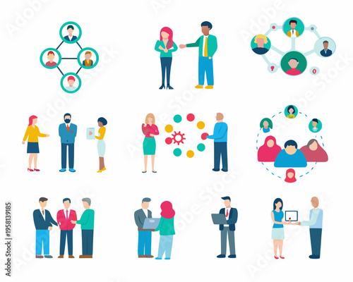 Diverse group of people connecting and collaborating in a business setting