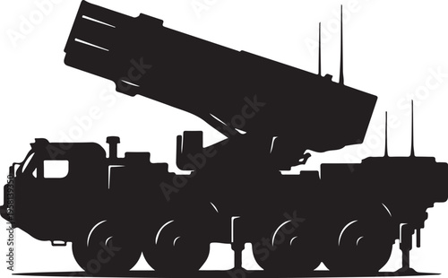 Vector silhouette of a military missile launcher truck