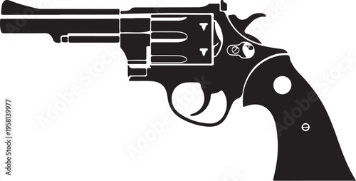 Vector black revolver pistol icon