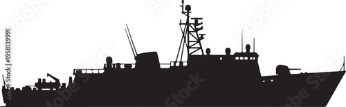 Black silhouette of a military ship vector
