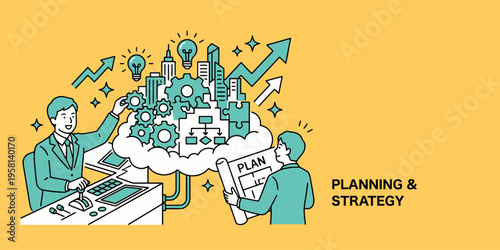ビジネス戦略 チームワーク 成長 プランニング アイデア創出 イラスト