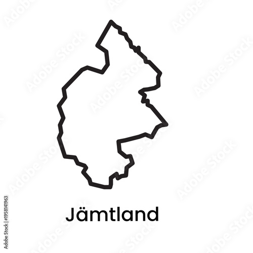 Bild auf Leinwand Jämtland Outline Map Region Sweden Line Vector