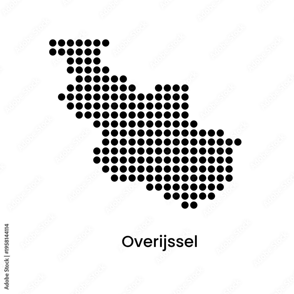 Fototapeta premium Overijssel Netherlands Region Dotted Map Vector Illustration