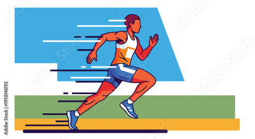 Dynamic illustration of a runner in motion, conveying speed and athleticism