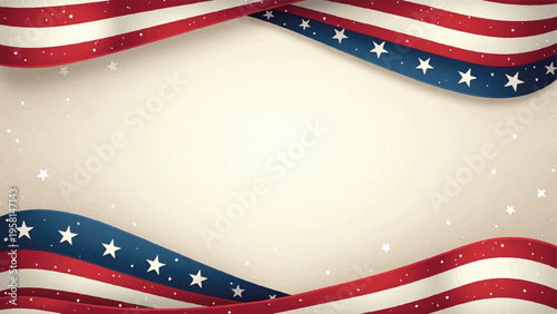American flag ribbon banner vector, patriotic background
