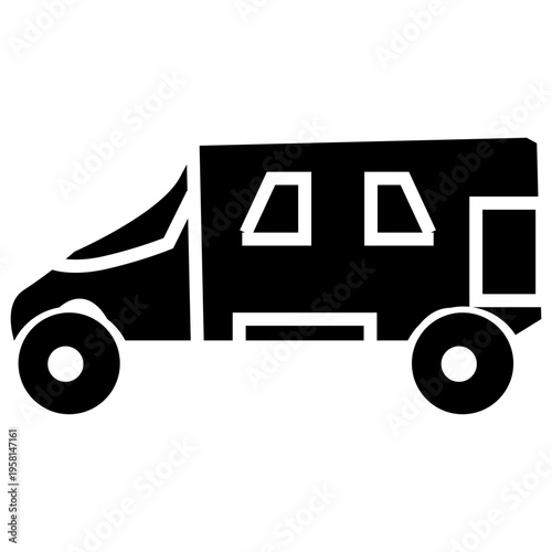 delivery truck icon vector illustration solid glyph style for transportation and send package